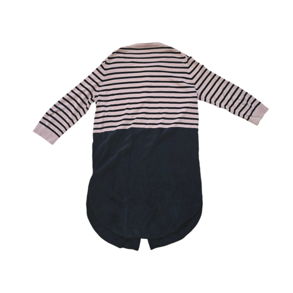 Women's COS Striped Beige Black Sweater 100% Silk Contrast Bottom Tunic SMALL - Picture 8 of 8